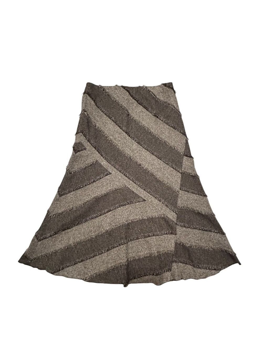 Lena Gabrielle New York Long Black Grey Swing Skirt With Fringe Detail Size 12
